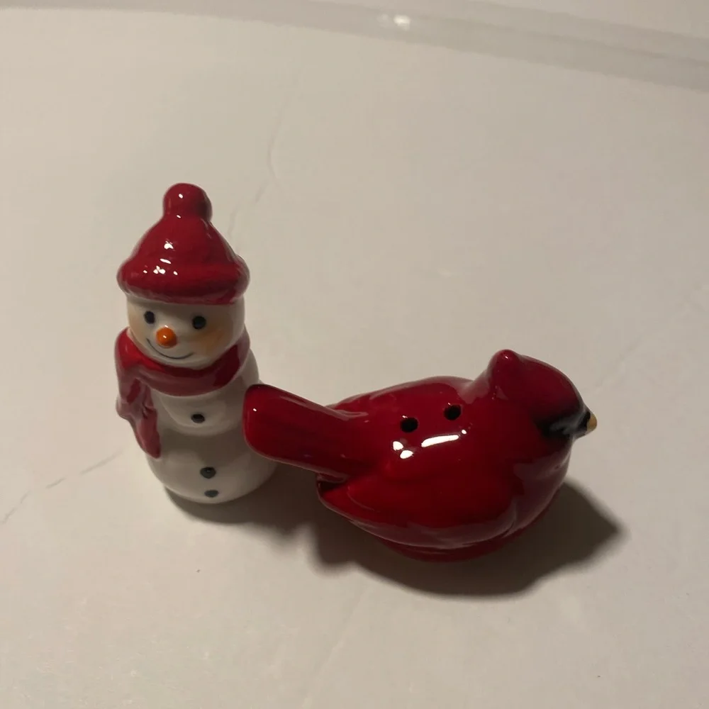 Snowman and Cardinal Figurines